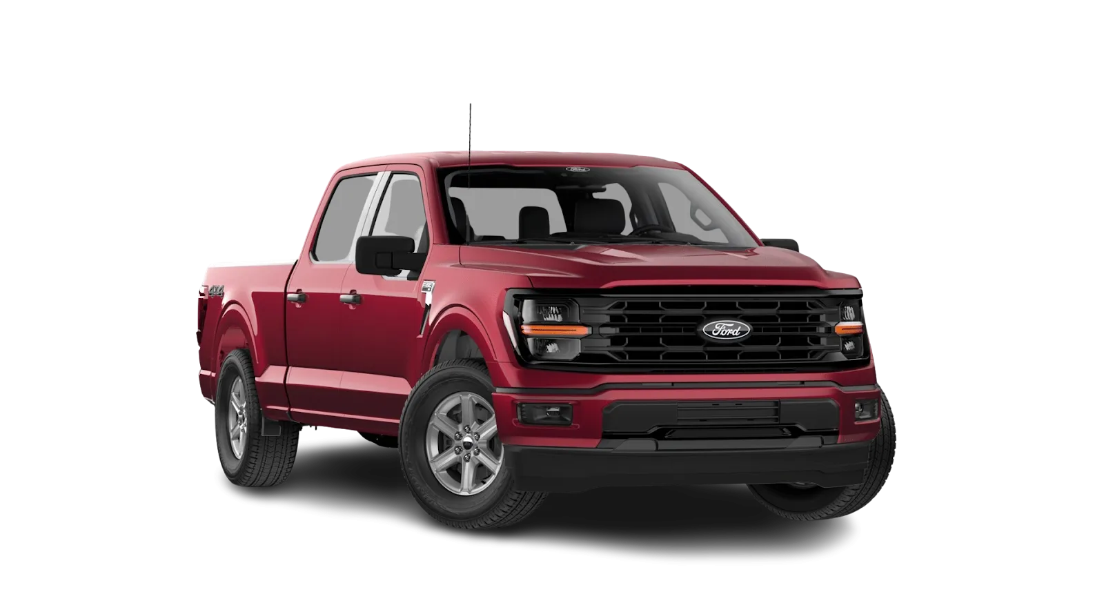 2026 Ford F-150 XLT in Ruby Red Metallic Tinted Clearcoat, studio cut-out on a plain background